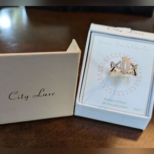 NWT Elegant Rose Gold Marquise Ring with Crystal Details Size 7